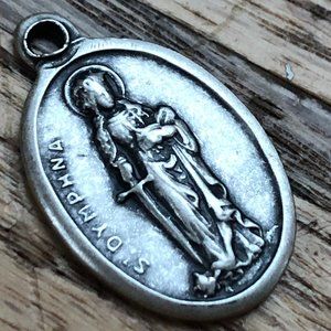 Silver Catholic Saint Dymphna Pendant